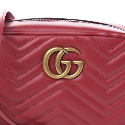 Gucci Calfskin Matelasse Small GG Marmont Chain Shoulder Bag Hibiscus Red 10 of 11