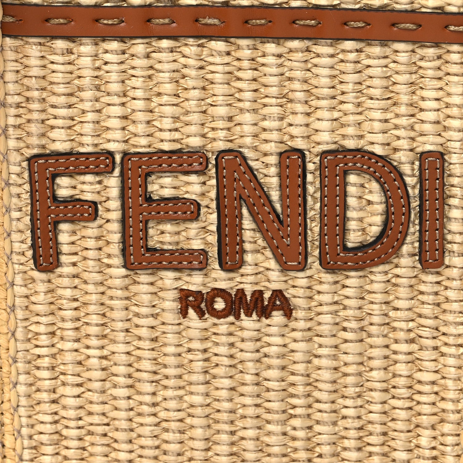 Fendi Paglia Chicco Riso Vitello King Plexiglass Logo Embroidered Mini Sunshine Shopper Alchemy Brandy 8 of 11