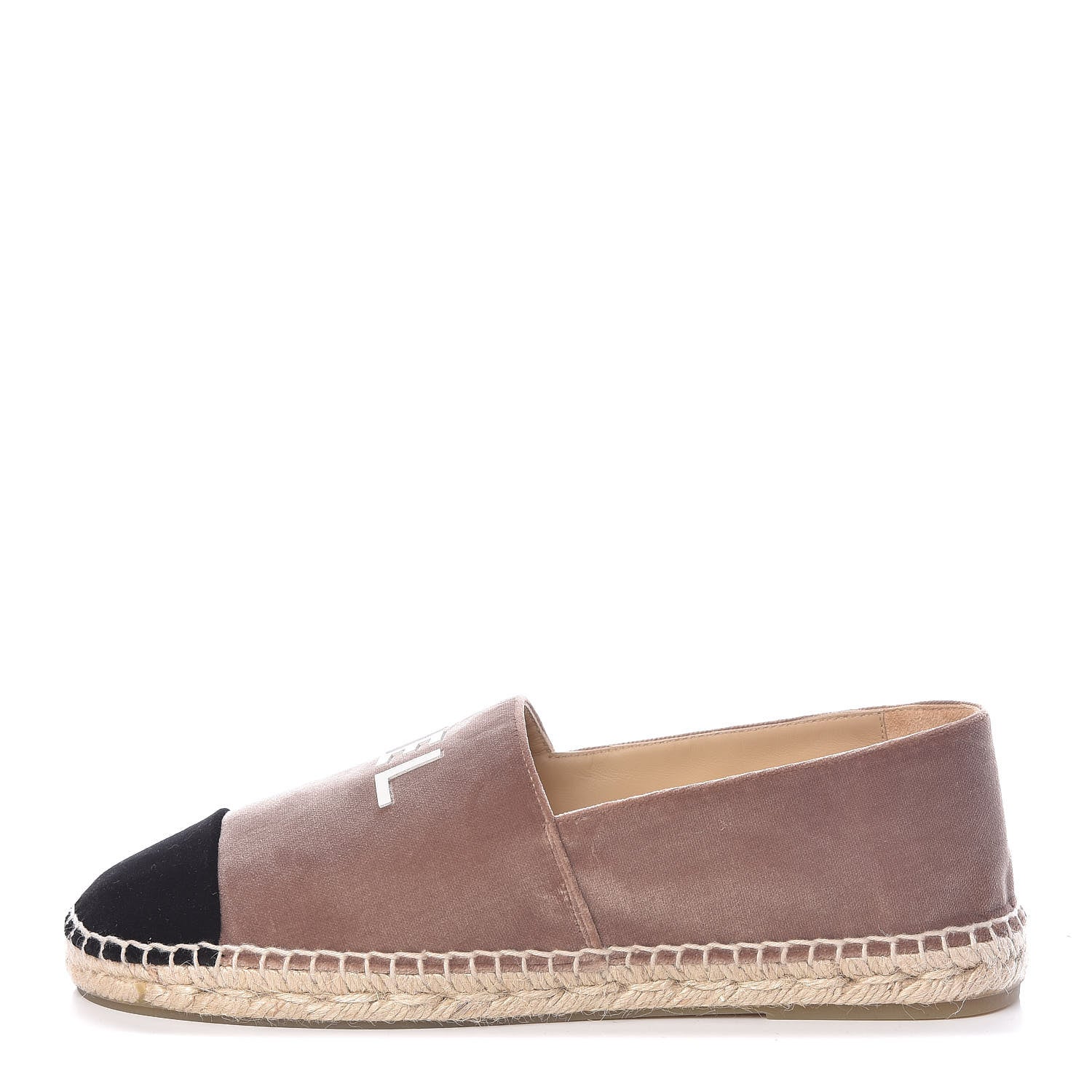 Chanel Velvet Logo Espadrilles 41 Beige Black 1 of 9