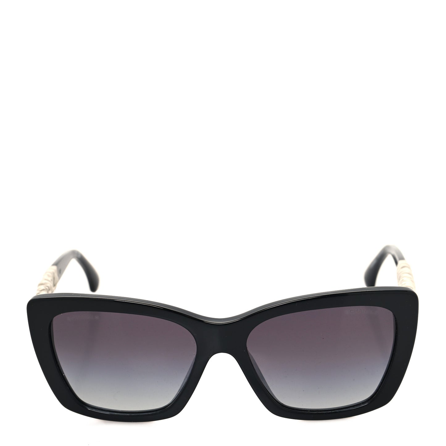 Acetate Calfskin Polarized Square Sunglasses 5476-Q-A Black White