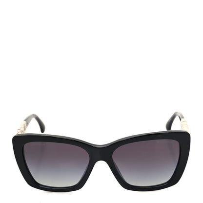 Chanel Acetate Calfskin Polarized Square Sunglasses 5476-Q-A Black White 2 of 8