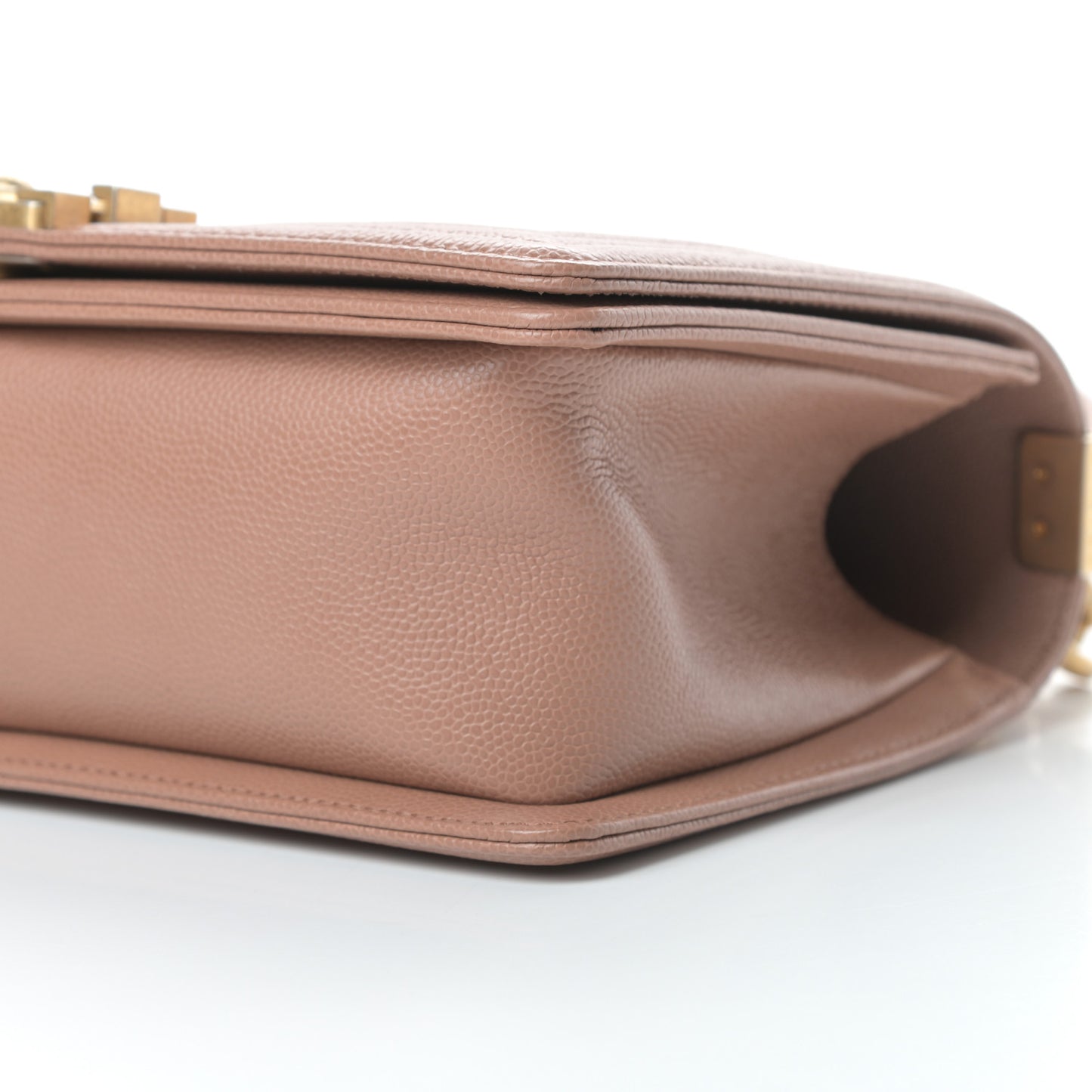 Caviar Chevron Quilted Medium Boy Flap Dark Beige