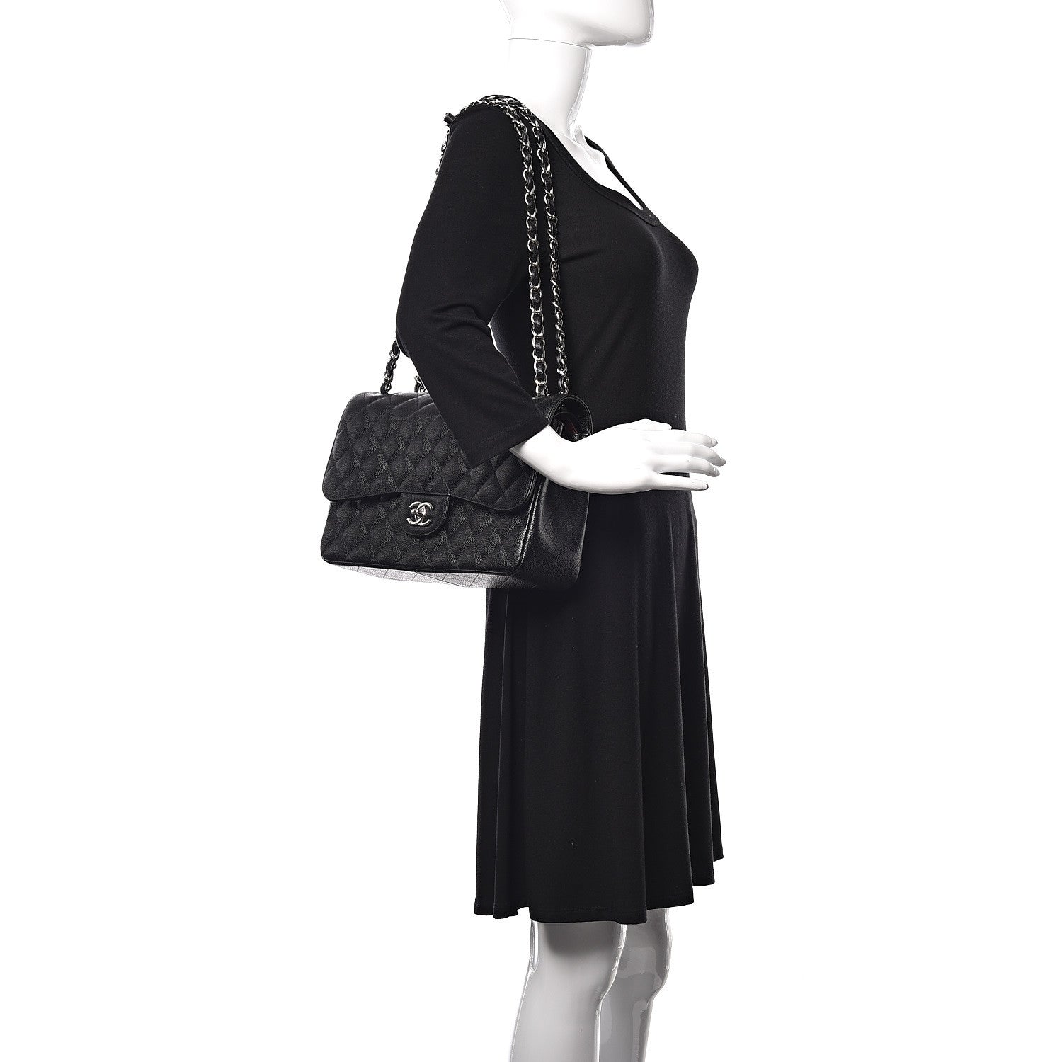 Chanel Caviar Quilted Jumbo Double Flap Black 2 of 10