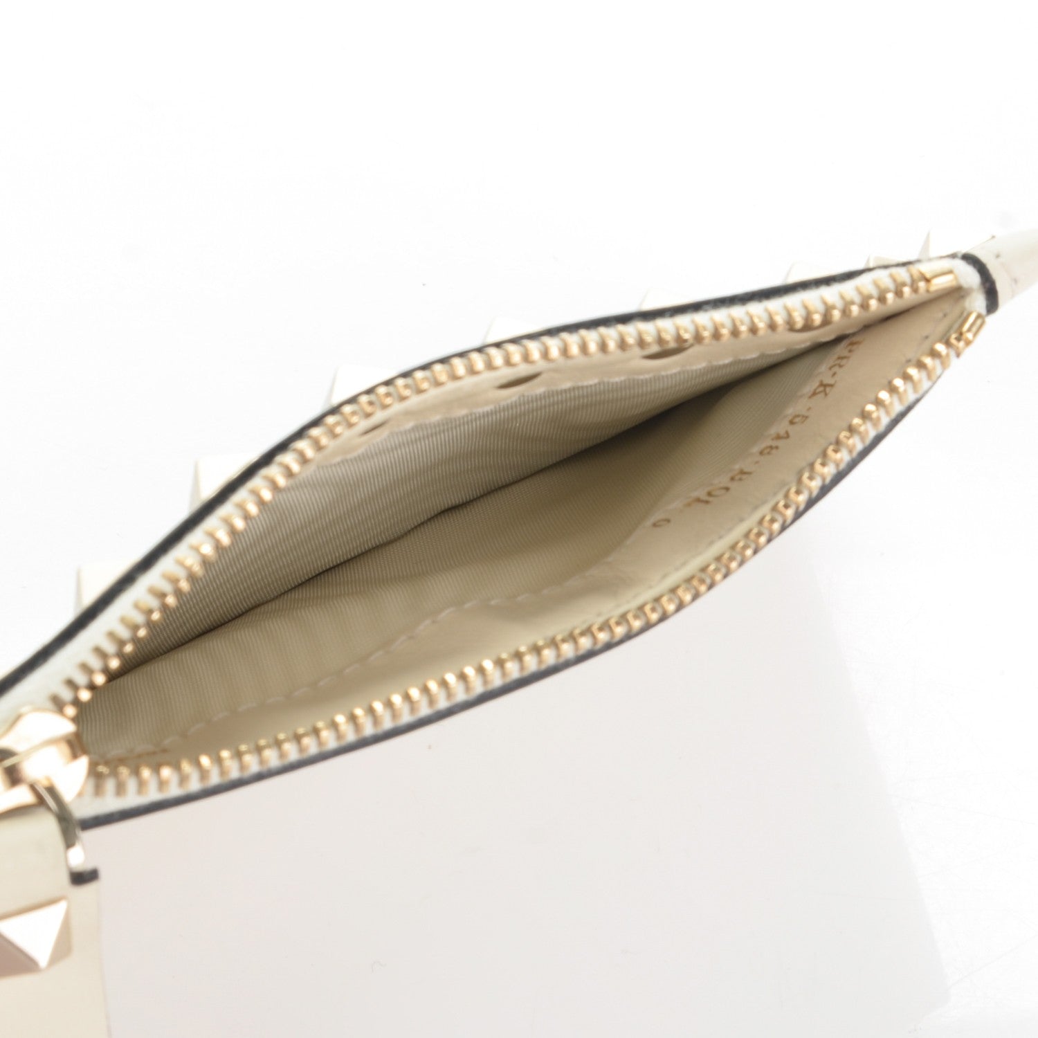 Valentino Garavani Vitello Rockstud Coin Case Card Holder Ivory 5 of 7