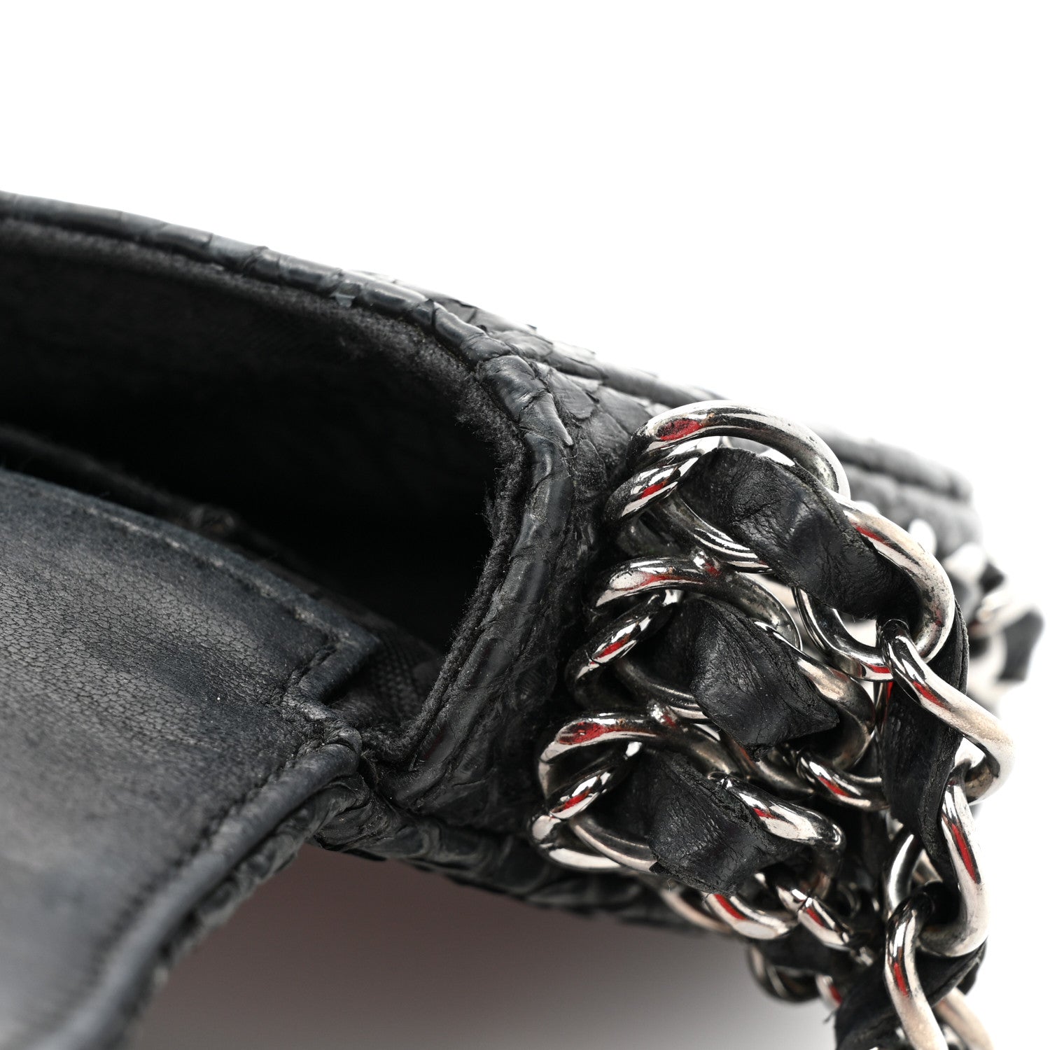 Chanel Snakeskin 3 Chain Flap Black 11 of 19