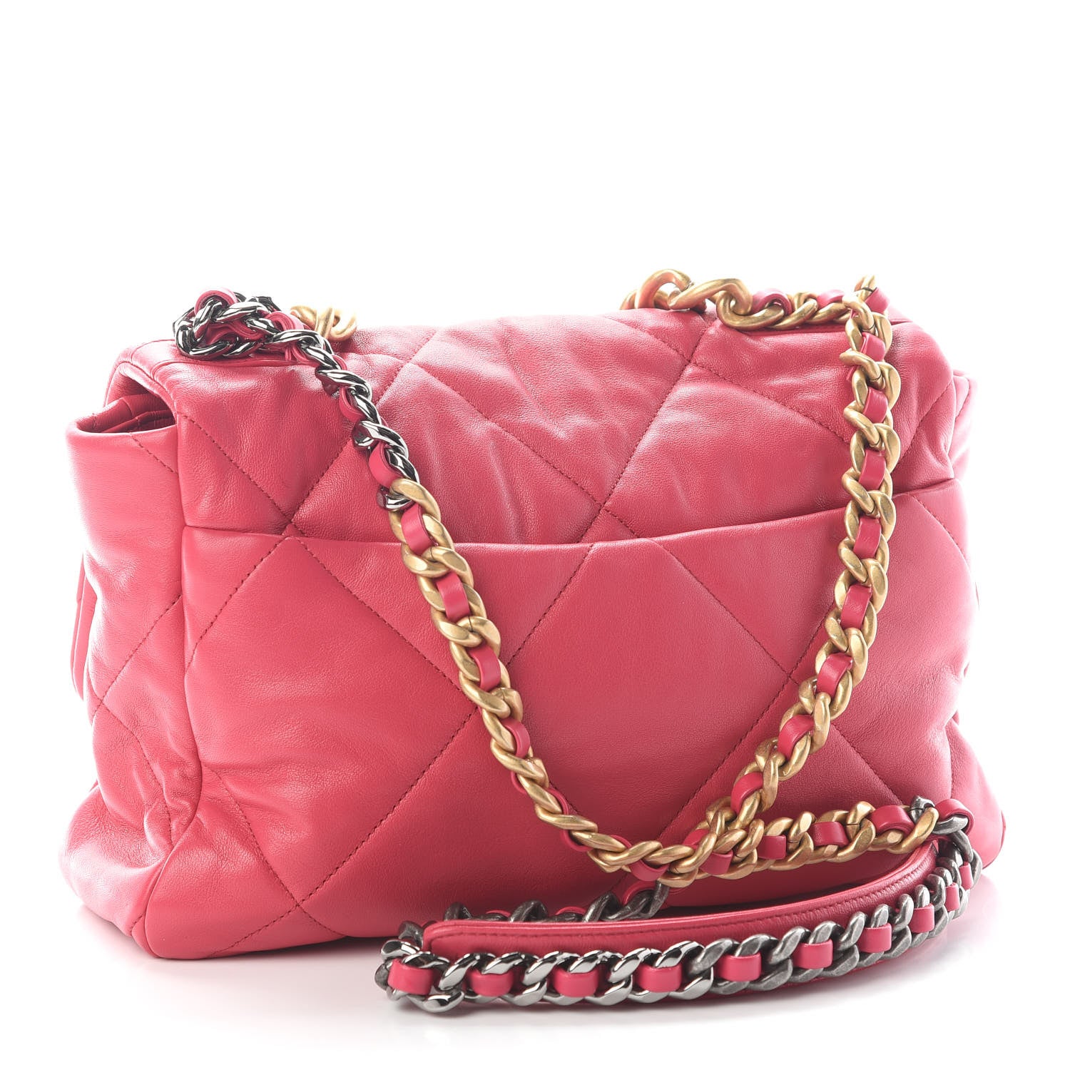 Chanel Goatskin Quilted Large Chanel 19 Flap Dark Pink 2 of 8