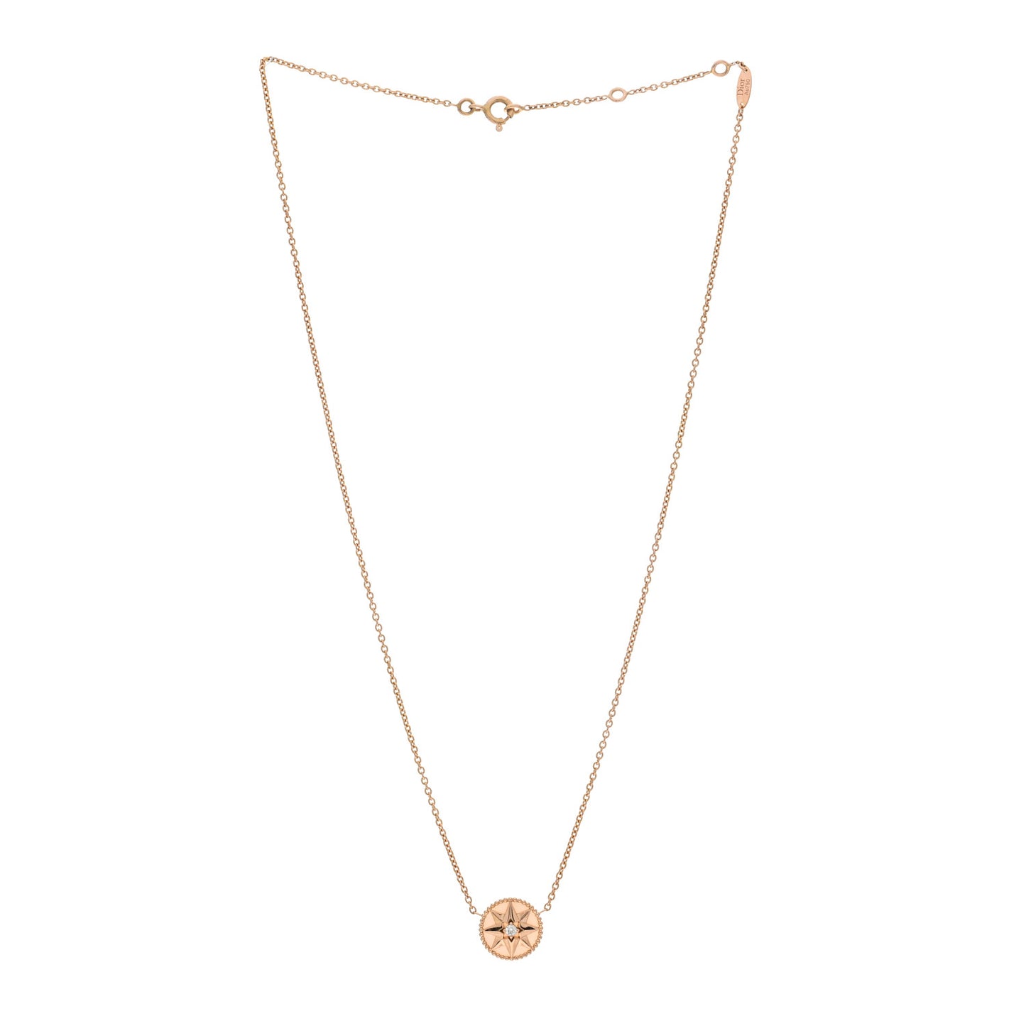 18K Rose Gold Diamond Pink Opal Rose Des Vents Necklace