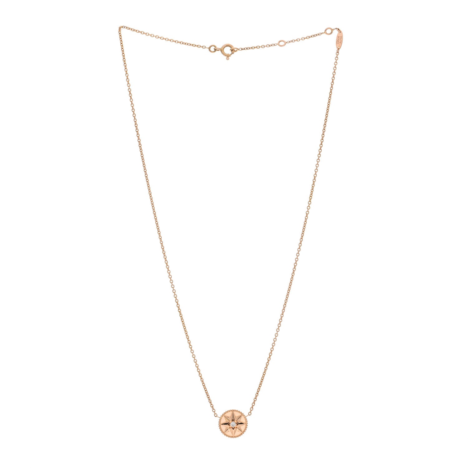 Christian Dior 18K Rose Gold Diamond Pink Opal Rose Des Vents Necklace 3 of 4