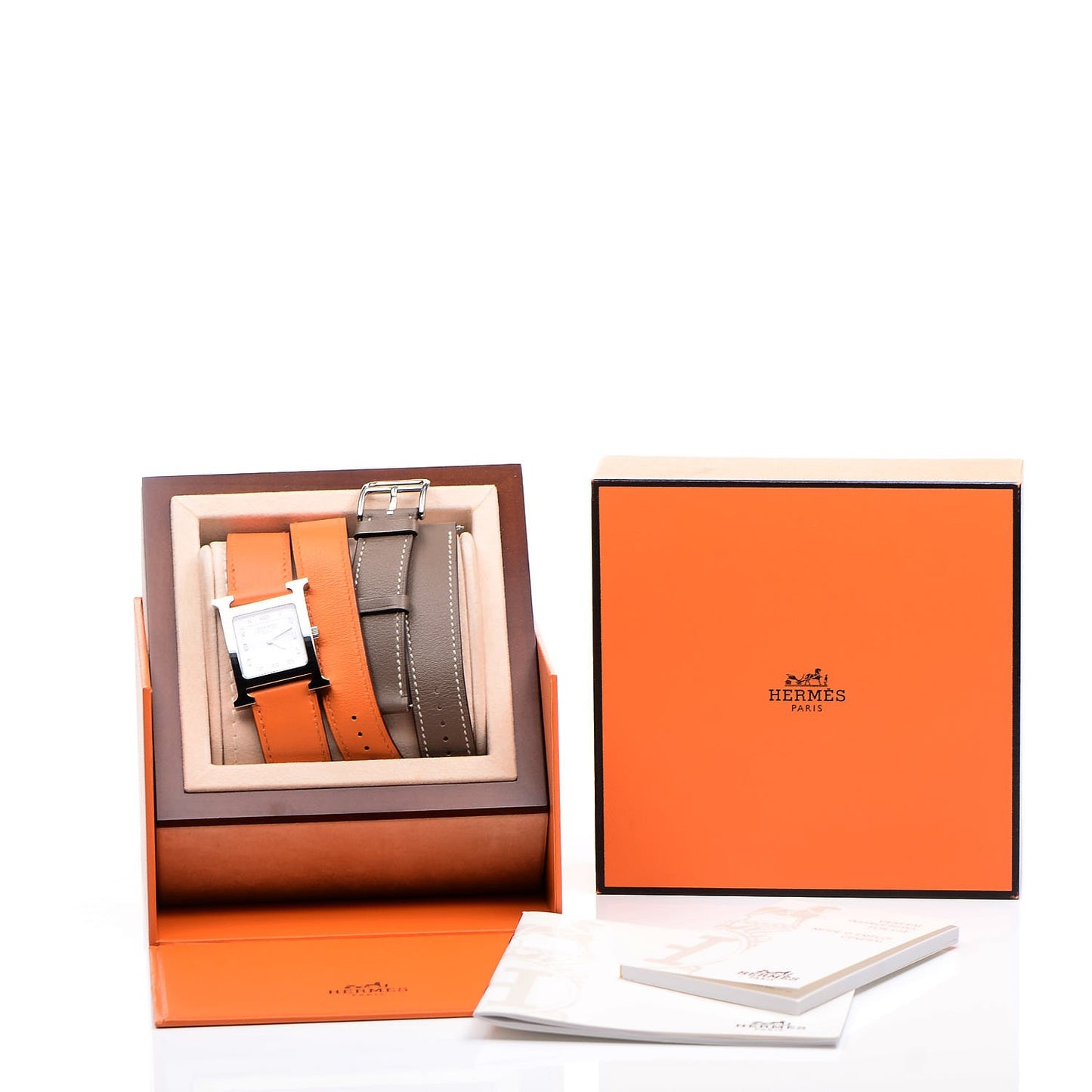 Stainless Steel Swift 26mm Heure H Hour Double Tour Quartz Watch Orange