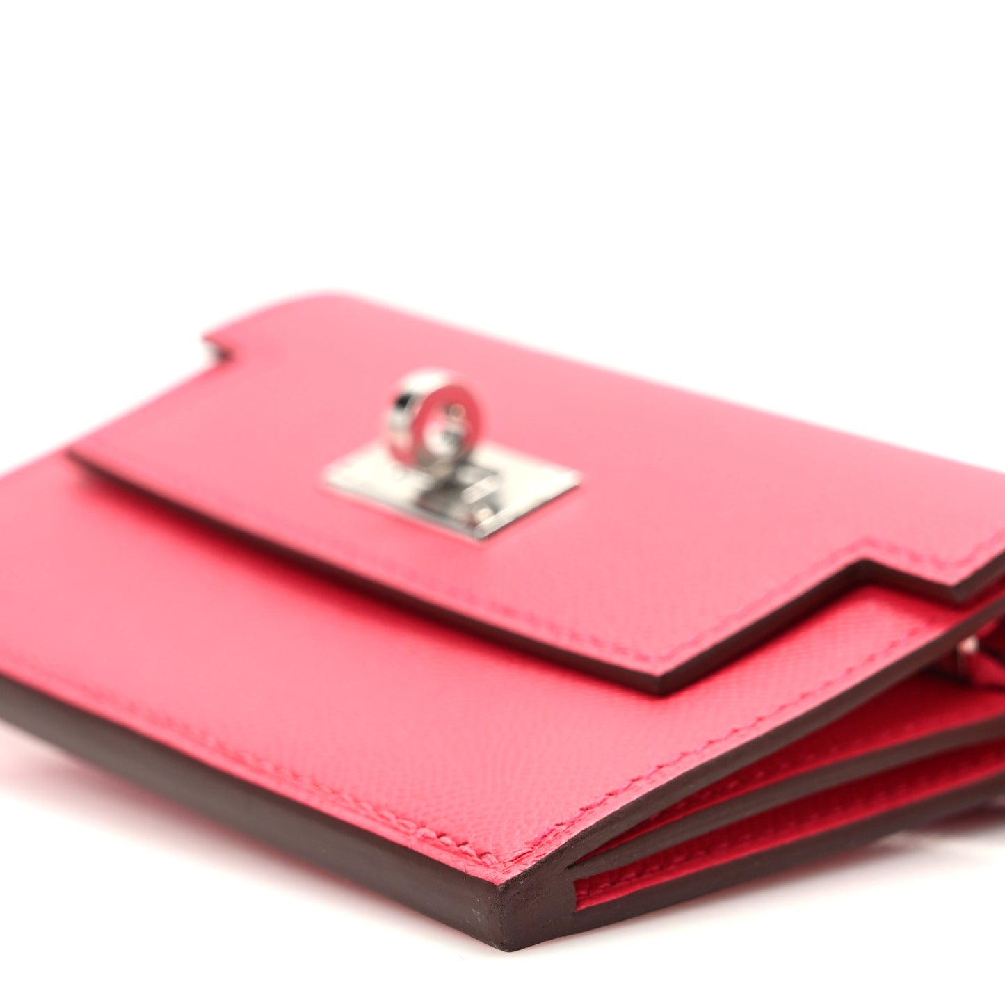 Madame Calfskin Kelly Slim Wallet Rose Extreme