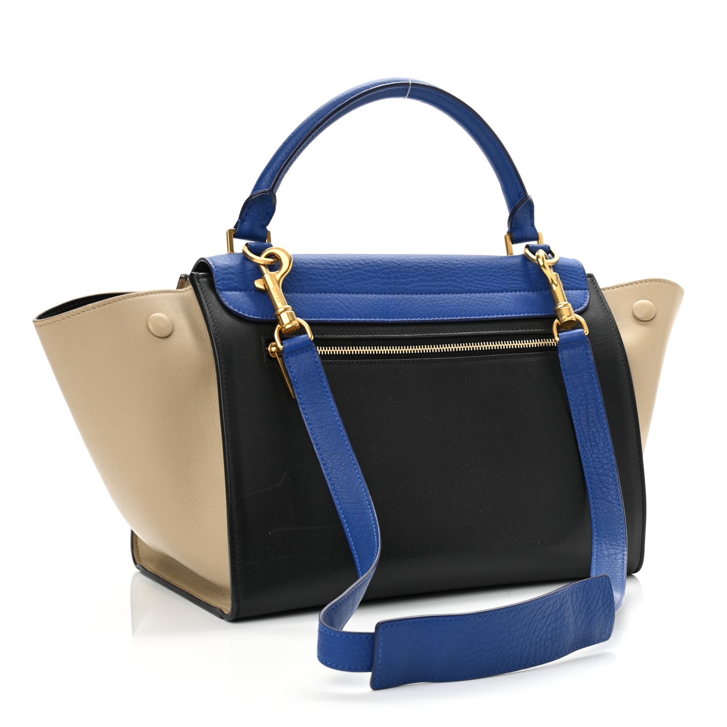Elephant Calfskin Small Tri-Color Trapeze Indigo