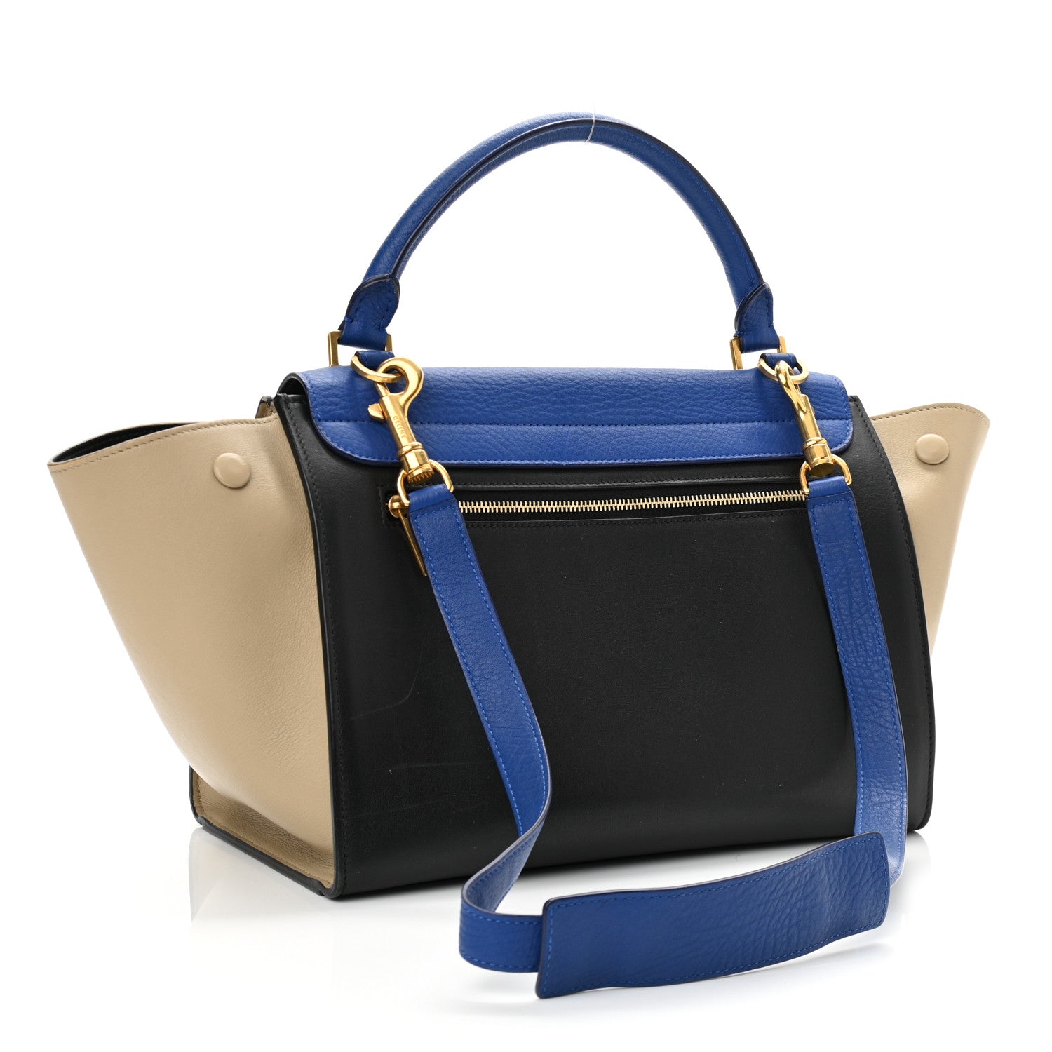 Celine Elephant Calfskin Small Tri-Color Trapeze Indigo 3 of 11
