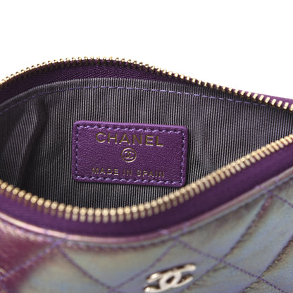 Chanel Iridescent Lambskin Quilted Small Cosmetic Case Purple 8 of 11
