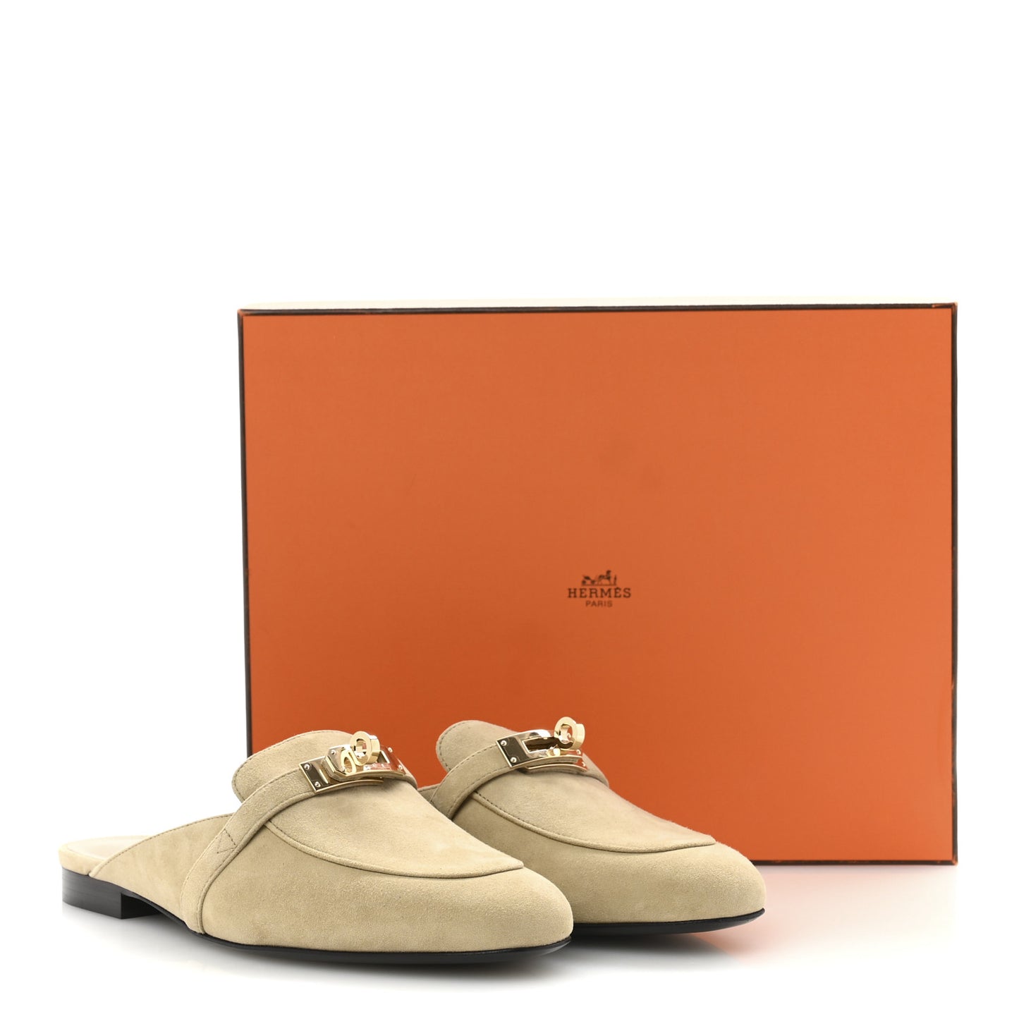 Suede Goatskin Oz Mules 36.5 Beige Lin