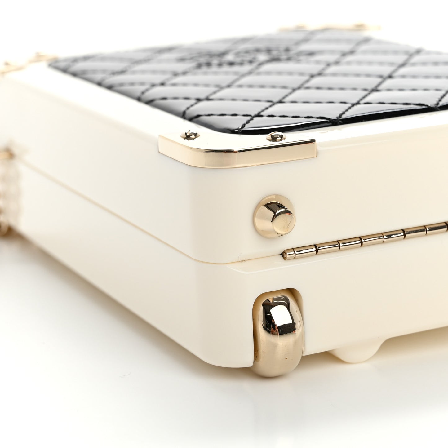 Plexiglass Patent Evening In The Air Mini Trolley Minaudiere Clutch Black White