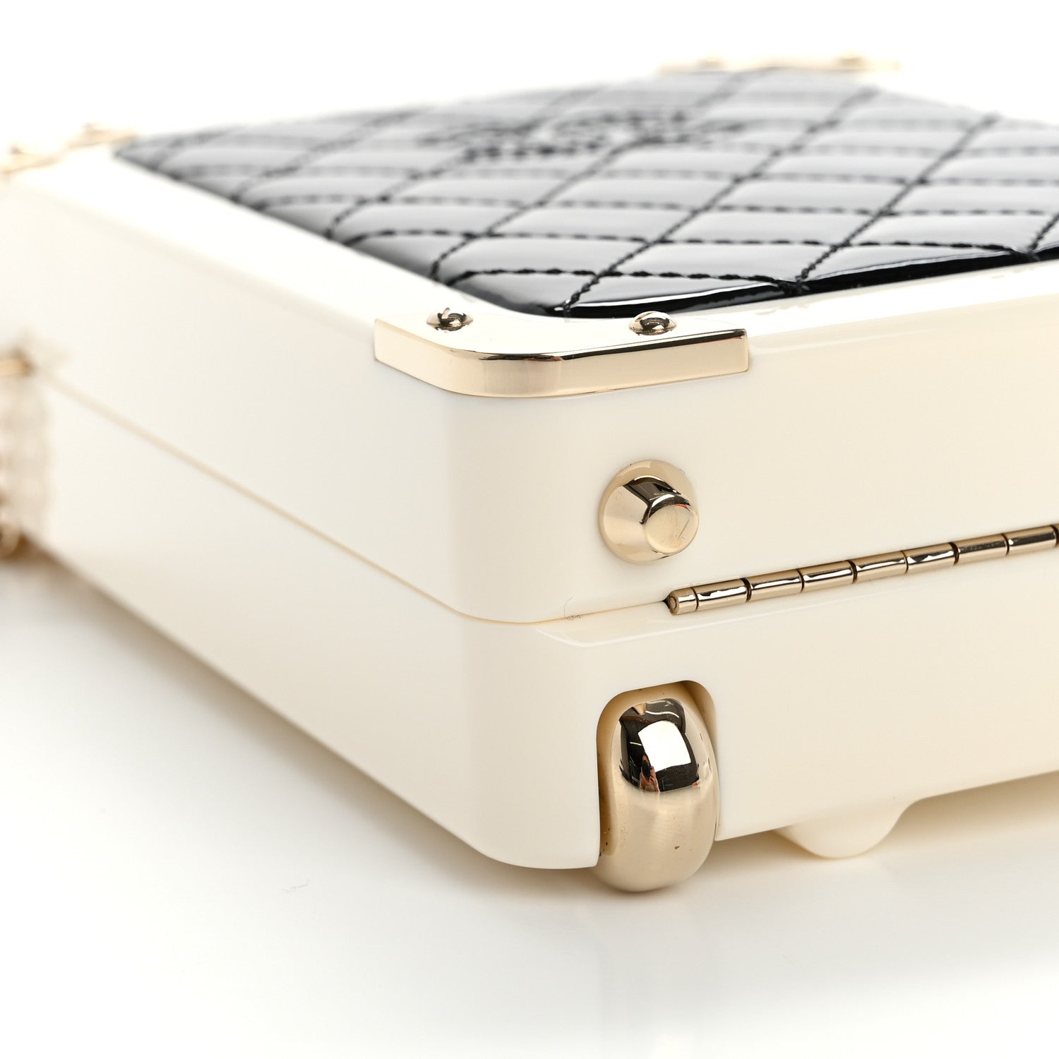 Chanel Plexiglass Patent Evening In The Air Mini Trolley Minaudiere Clutch Black White 9 of 12