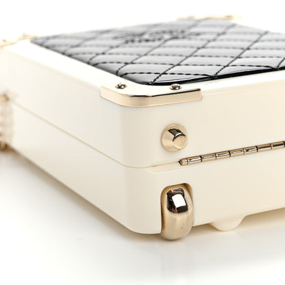 Chanel Plexiglass Patent Evening In The Air Mini Trolley Minaudiere Clutch Black White 9 of 12