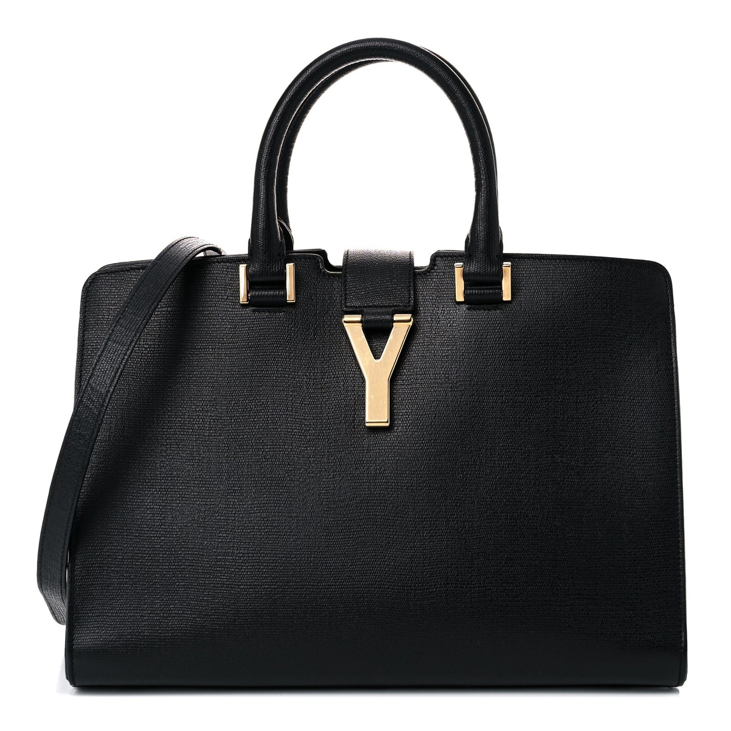 Textured Calfskin Small Classic Y Cabas Black