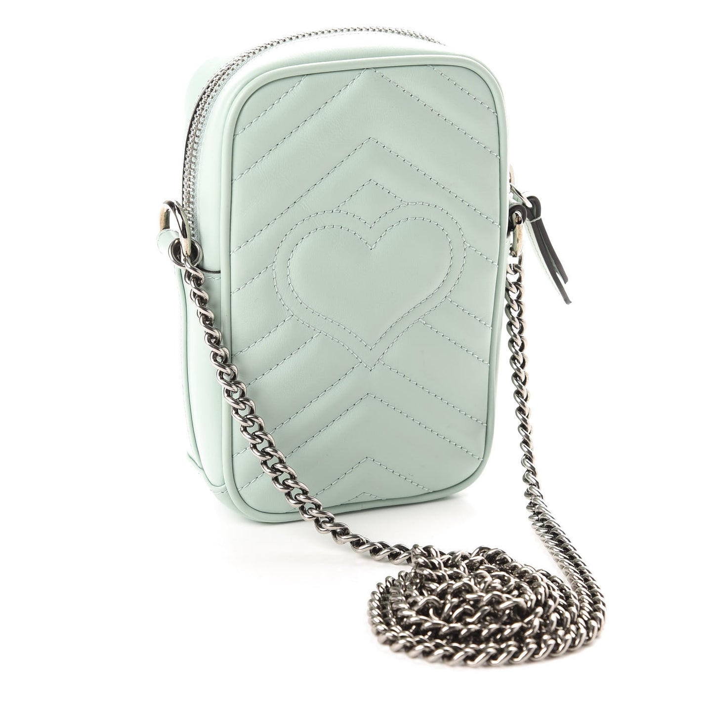Calfskin Matelasse Mini GG Marmont Crossbody Bag Water Green