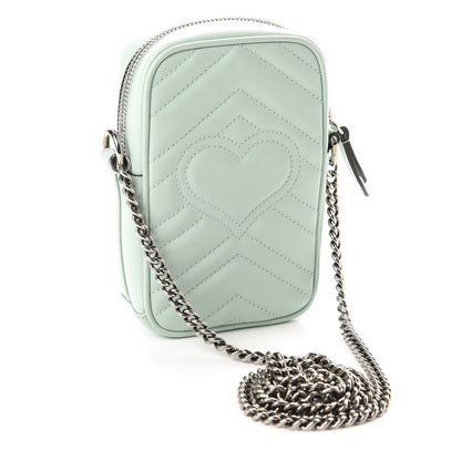 Gucci Calfskin Matelasse Mini GG Marmont Crossbody Bag Water Green 3 of 10