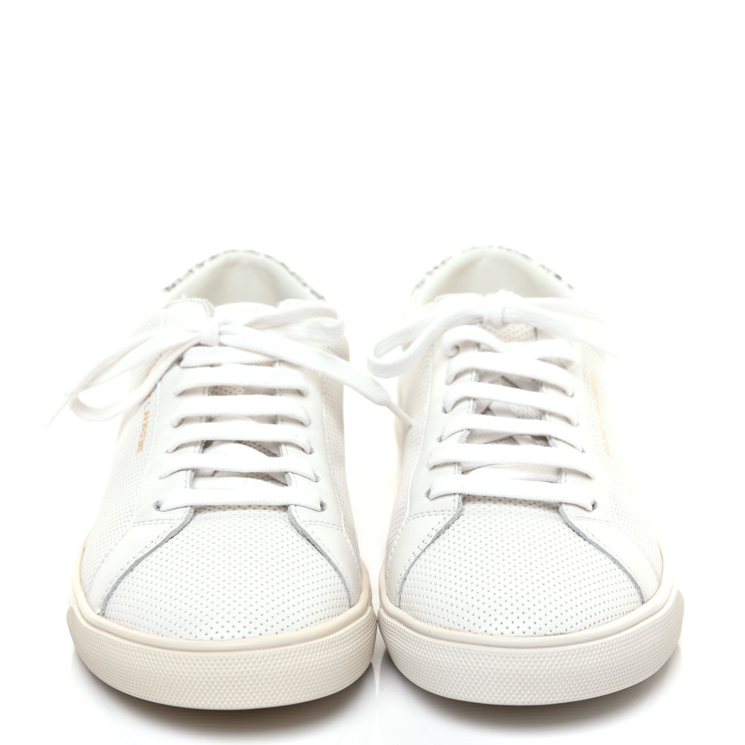 Saint Laurent Perforated Calfskin Glitter Andy Low Top Sneakers 38.5 White Silver 2 of 8