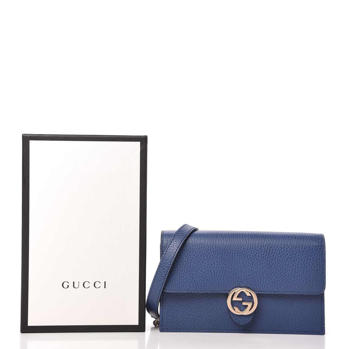 Dollar Calfskin Interlocking G Chain Wallet Caspian