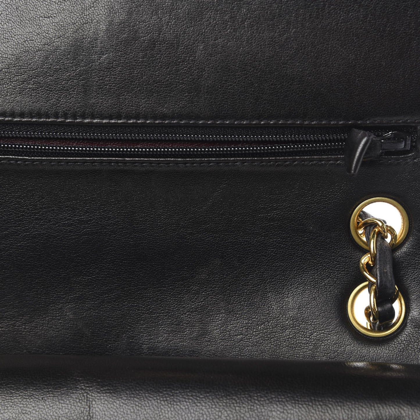 Lambskin Quilted Medium Double Flap Black