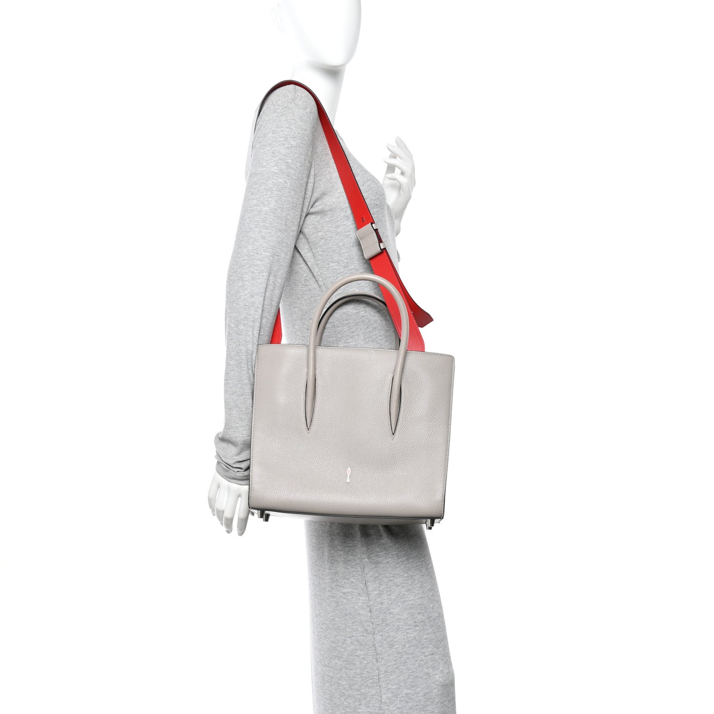 Calfskin Spikes Loubinthesky Medium Grey
