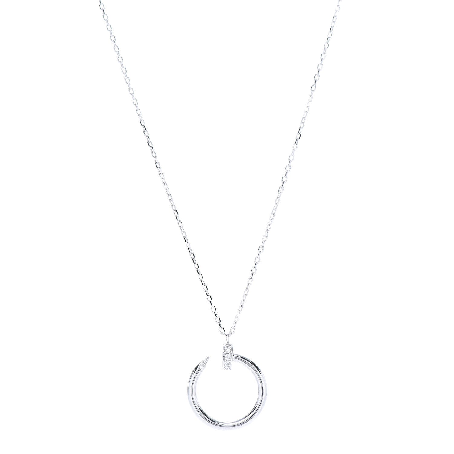 Cartier 18K White Gold Diamond Juste Un Clou Necklace 1 of 5