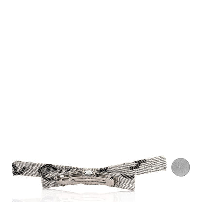 Chanel Denim CC Hair Clip Bow Grey Black 2 of 4