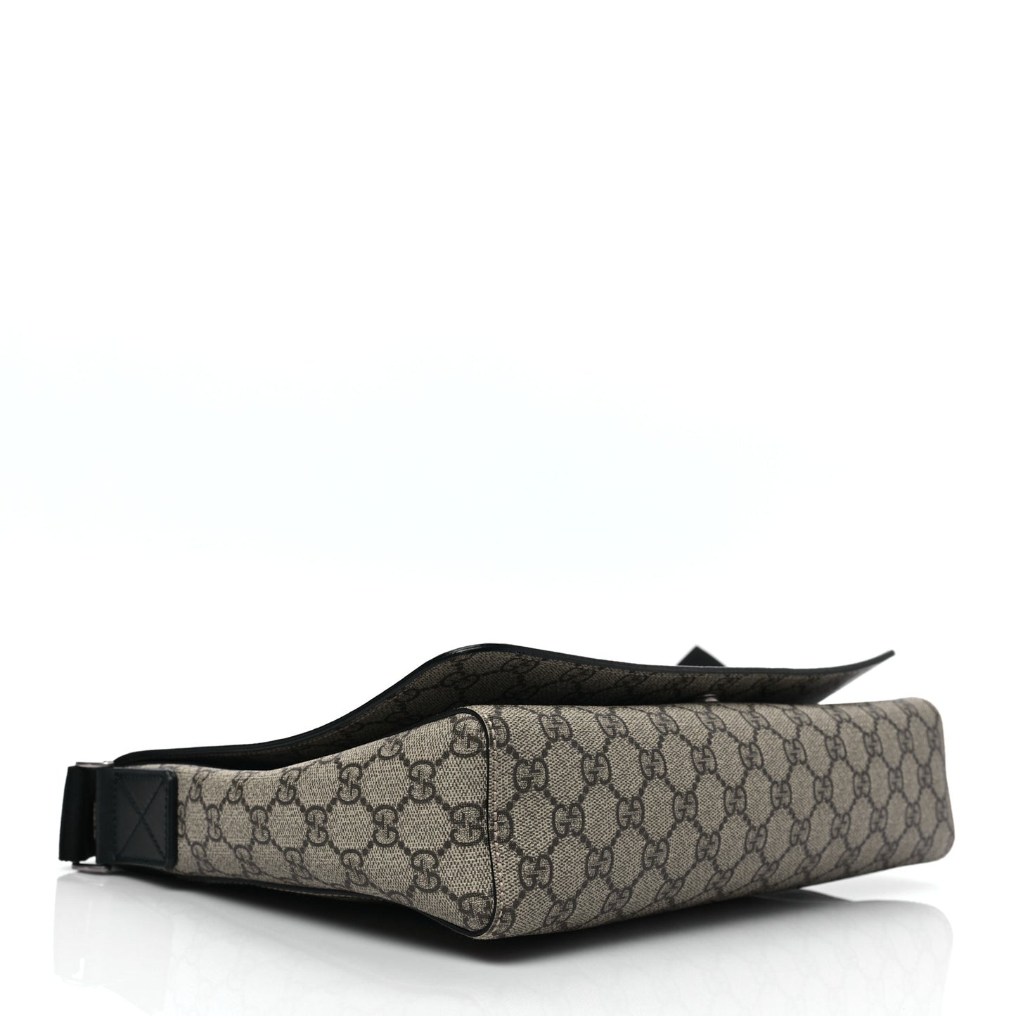 GG Supreme Monogram Web Flap Messenger Bag Black