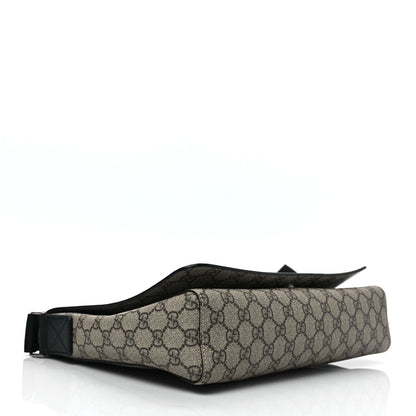 Gucci GG Supreme Monogram Web Flap Messenger Bag Black 4 of 9
