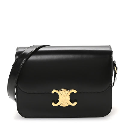 Celine Shiny Calfskin Medium Triomphe Black 1 of 13
