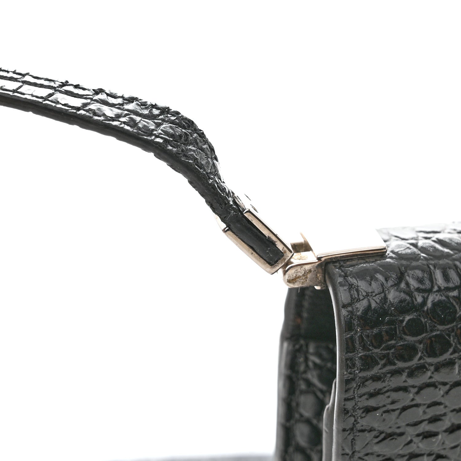 Saint Laurent Calfskin Crocodile Embossed Monogram Mini Uptown Crossbody Black 14 of 16