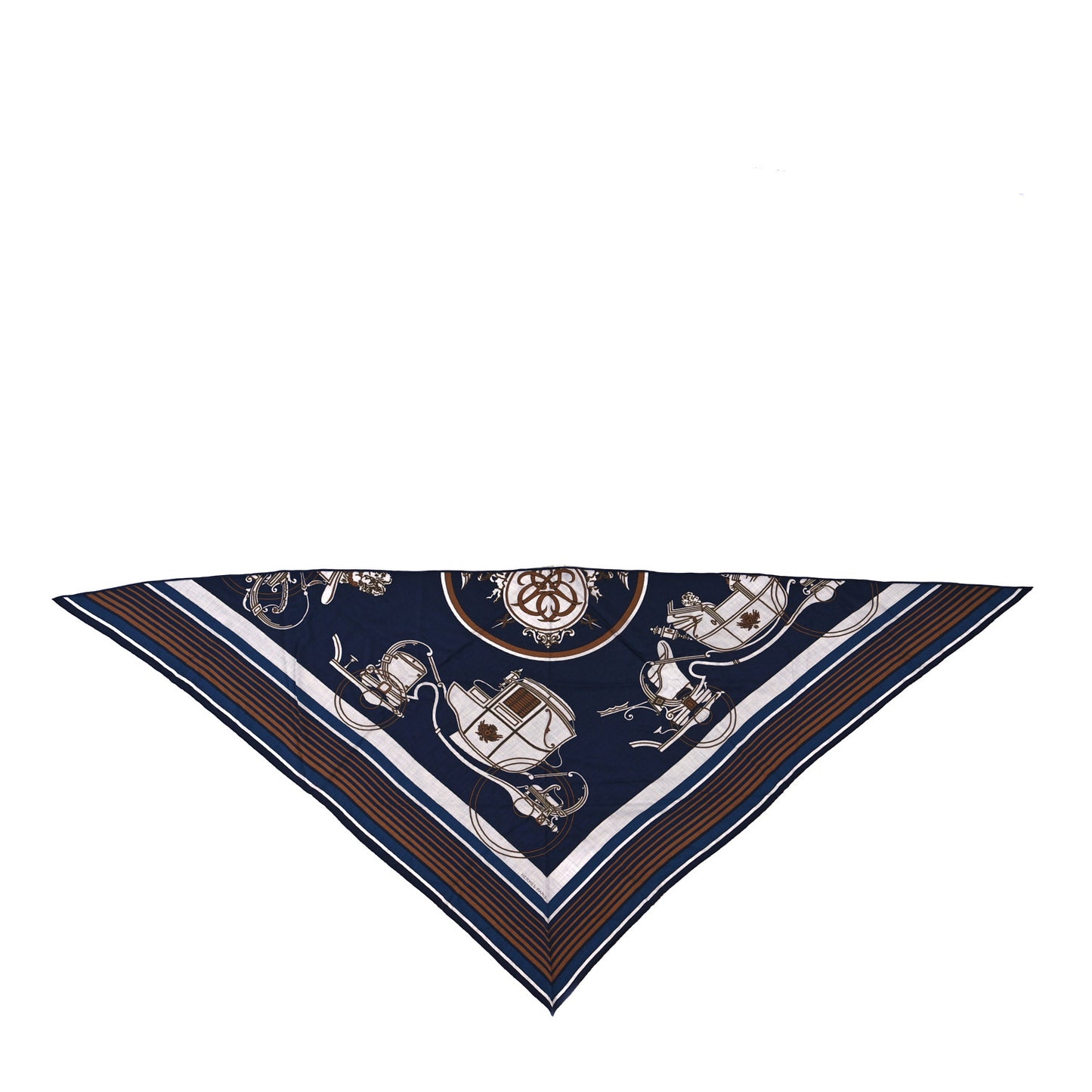 Cashmere Silk Ex-Libris Triangle Scarf Marine Gris Chine