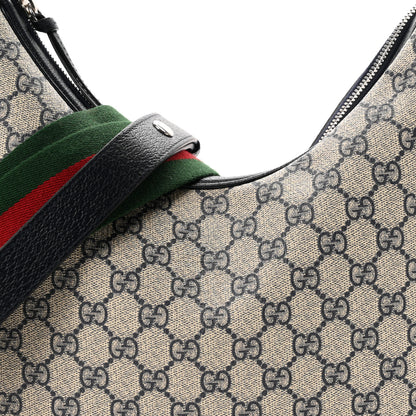 Gucci GG Supreme Monogram Textured Calfskin Web Large Attache Shoulder Bag Beige Blue 8 of 10