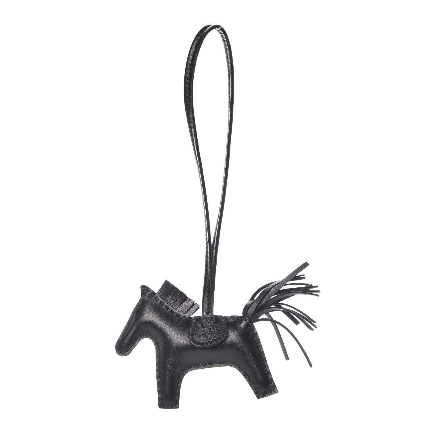 Hermes Milo Lambskin Grigri Rodeo Horse Bag Charm PM So Black 1 of 5
