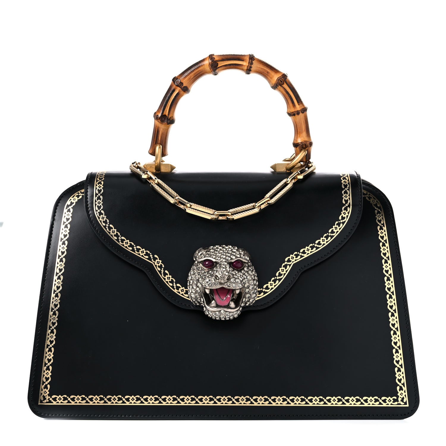 Gucci Calfskin Bamboo Medium Thiara Top Handle Bag Black 1 of 22