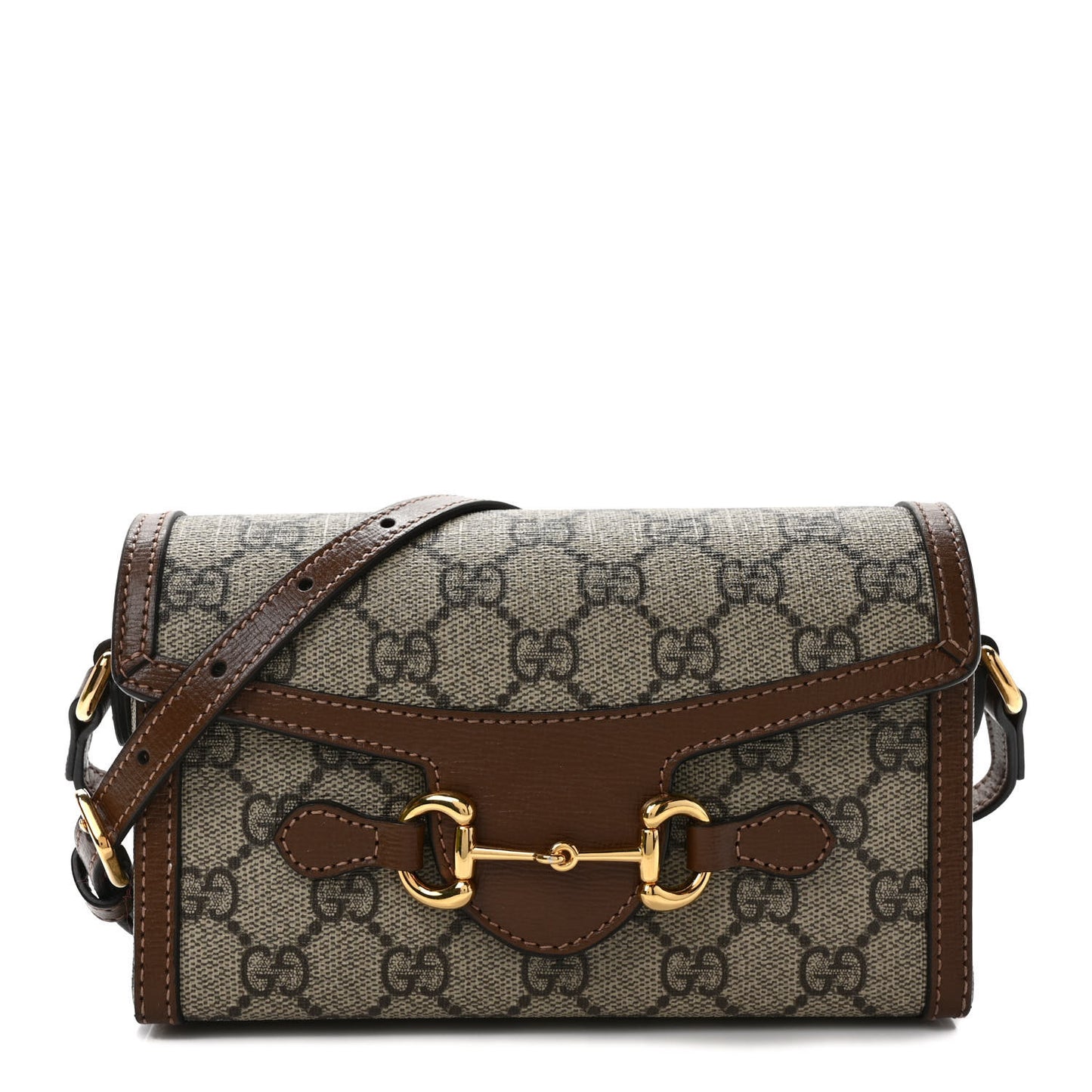 GG Supreme Monogram Mini Horsebit 1955 Shoulder Bag Beige Brown Sugar