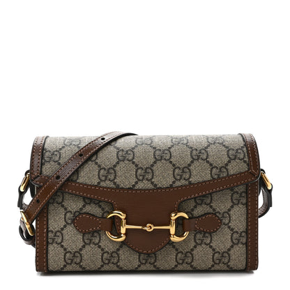 Gucci GG Supreme Monogram Mini Horsebit 1955 Shoulder Bag Beige Brown Sugar 1 of 10
