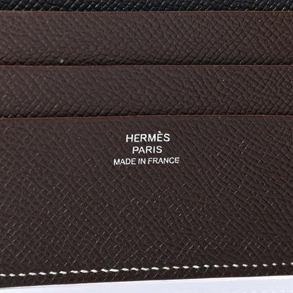 Hermes Epsom Poker Money Clip Wallet Gold Black Chocolate 6 of 7