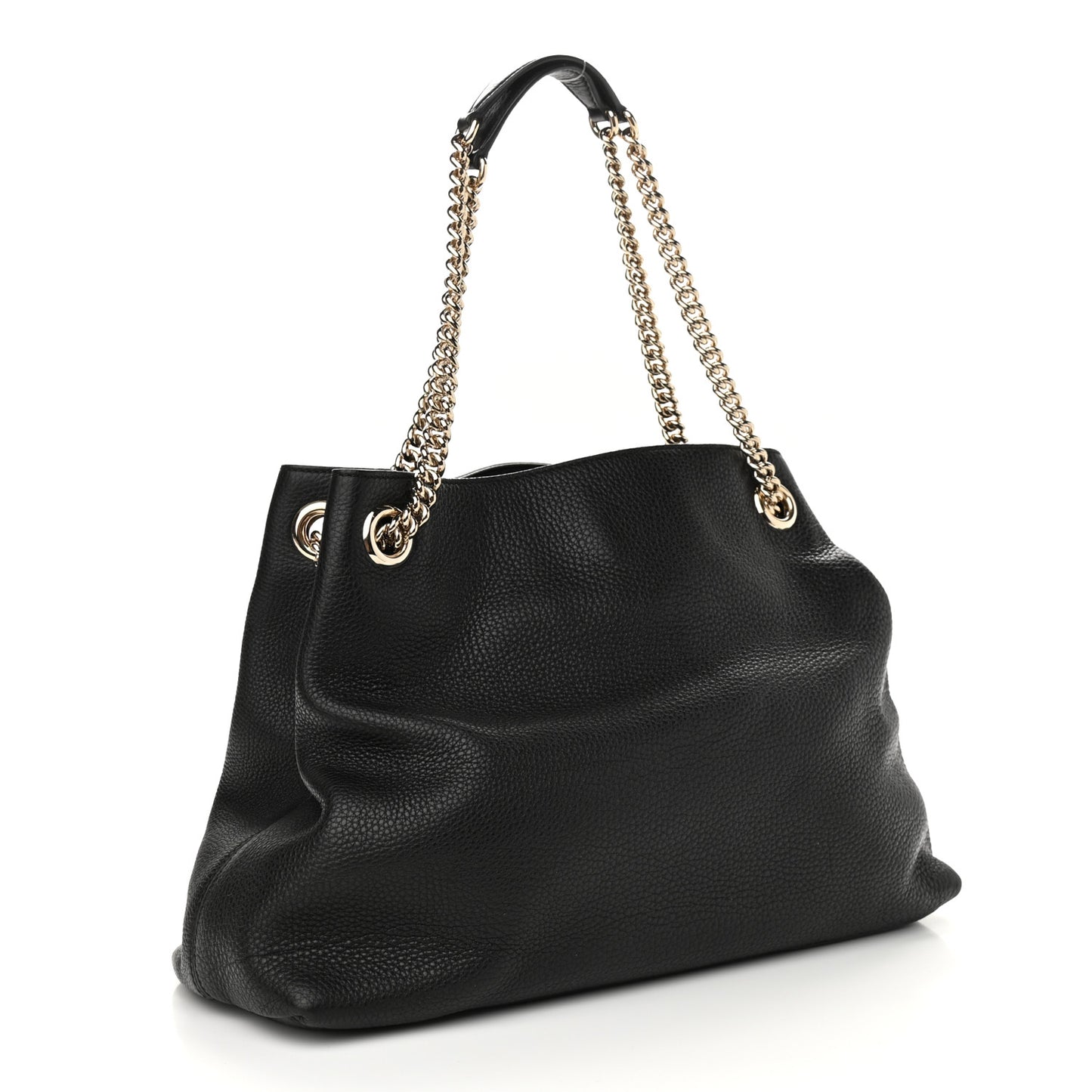 Pebbled Calfskin Medium Soho Chain Shoulder Bag Black