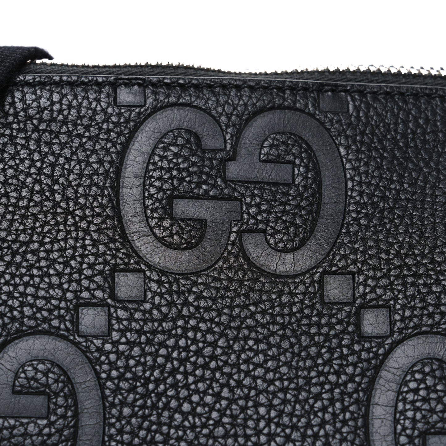 Piuma Calfskin Jumbo GG Embossed Medium Wristlet Messenger Bag Black