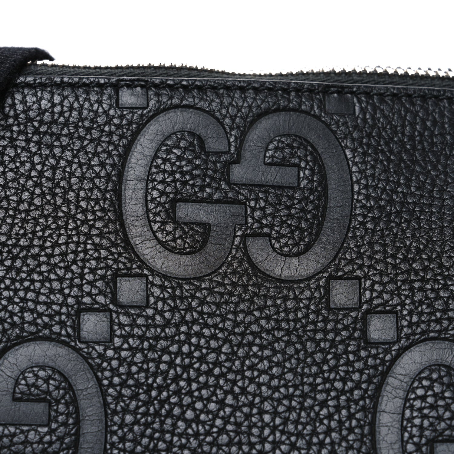 Gucci Piuma Calfskin Jumbo GG Embossed Medium Wristlet Messenger Bag Black 8 of 10