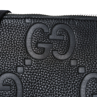 Gucci Piuma Calfskin Jumbo GG Embossed Medium Wristlet Messenger Bag Black 8 of 10