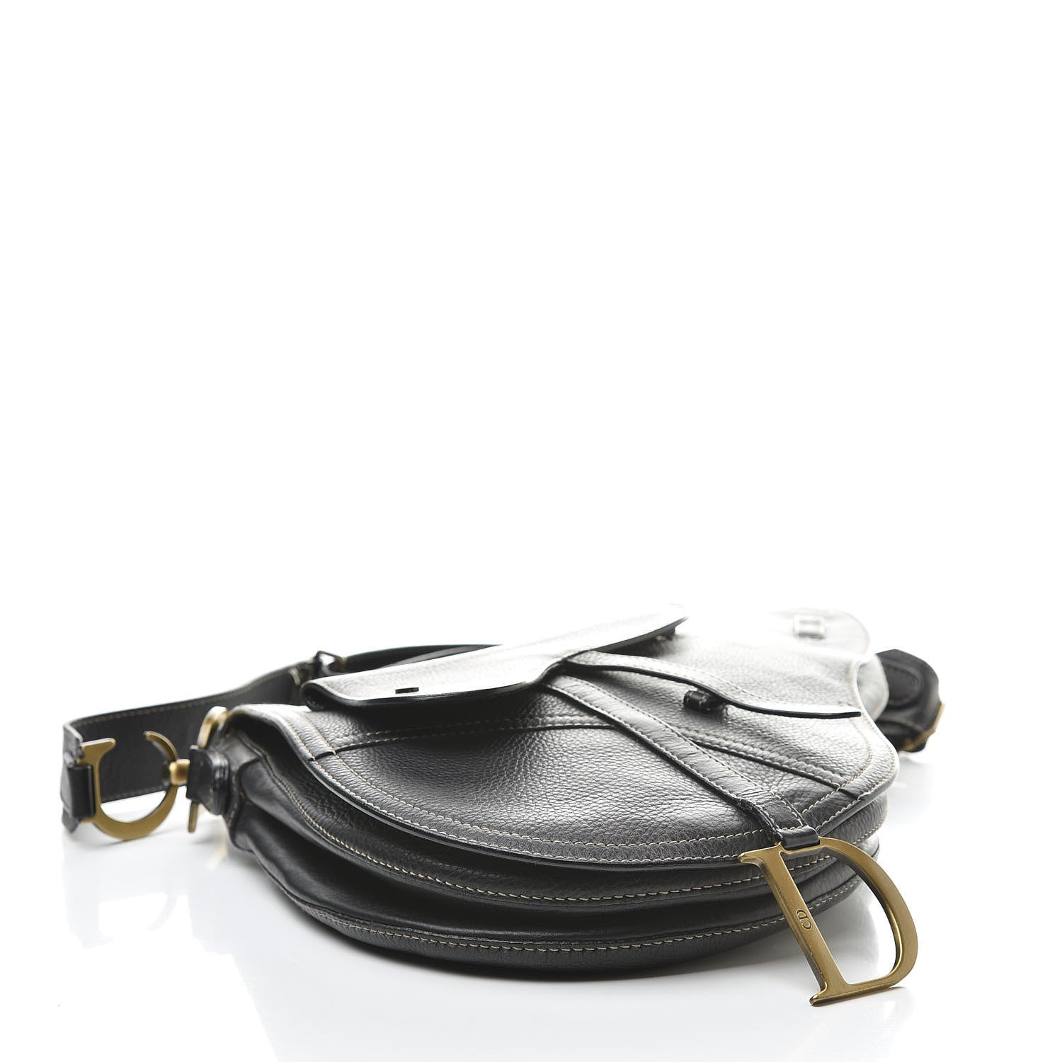 Christian Dior Calfskin Baudrier Saddle Bag Black 4 of 13