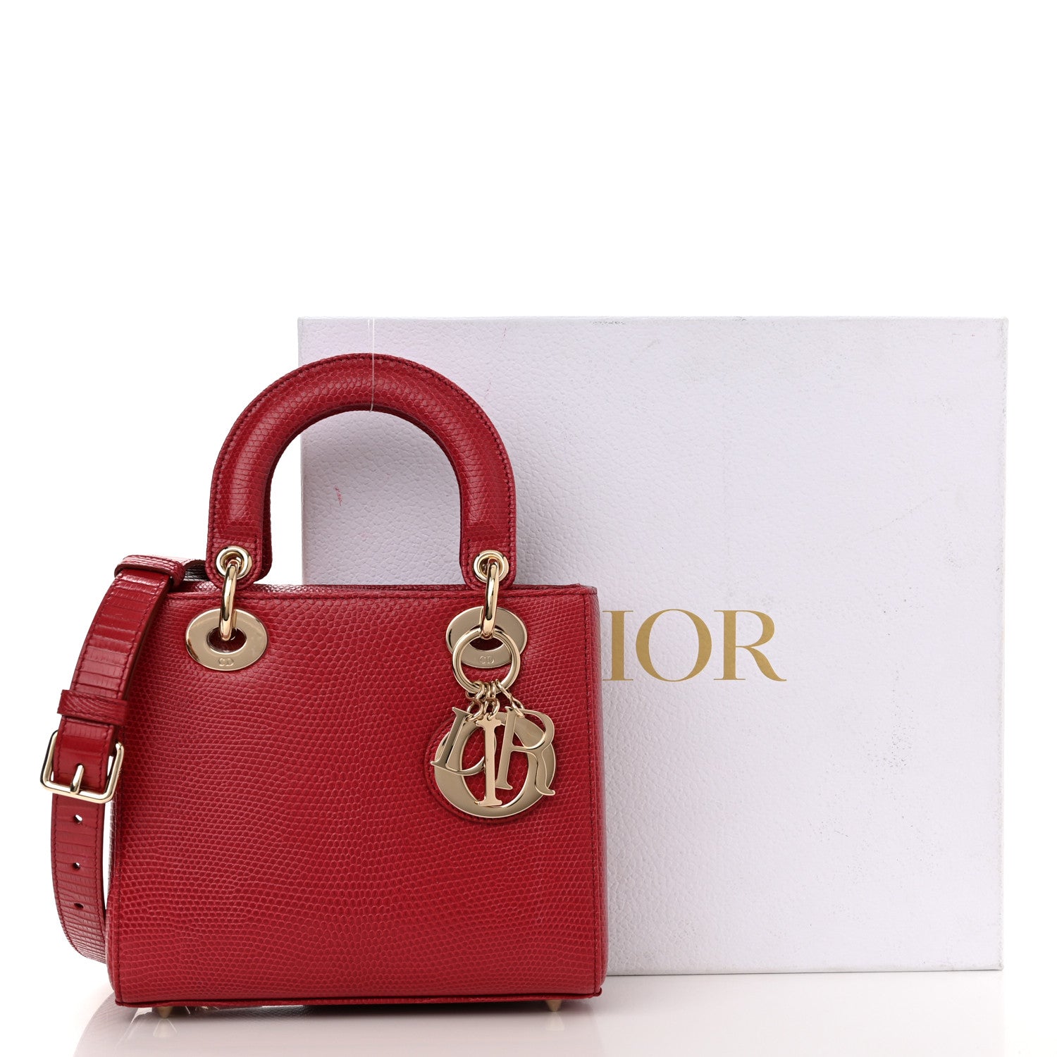 Christian Dior Lizard Small Lady Dior Cerise 11 of 11