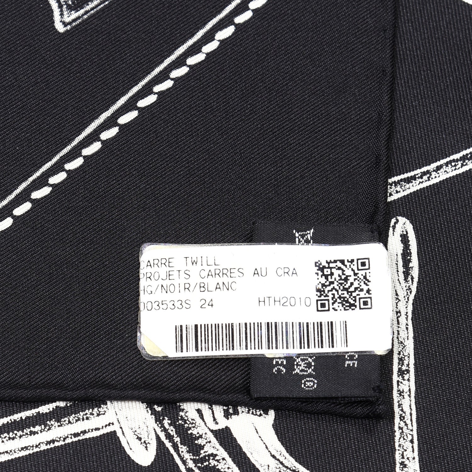 Hermes Silk Projets Carres Scarf 90 Black White 3 of 4