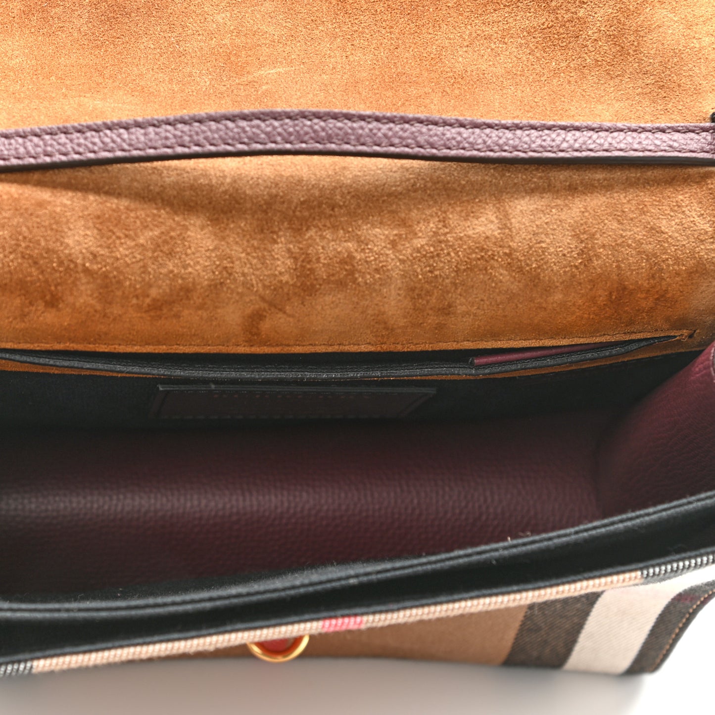 Derby Calfskin House Check Small Macken Crossbody Bag Mahogany Red