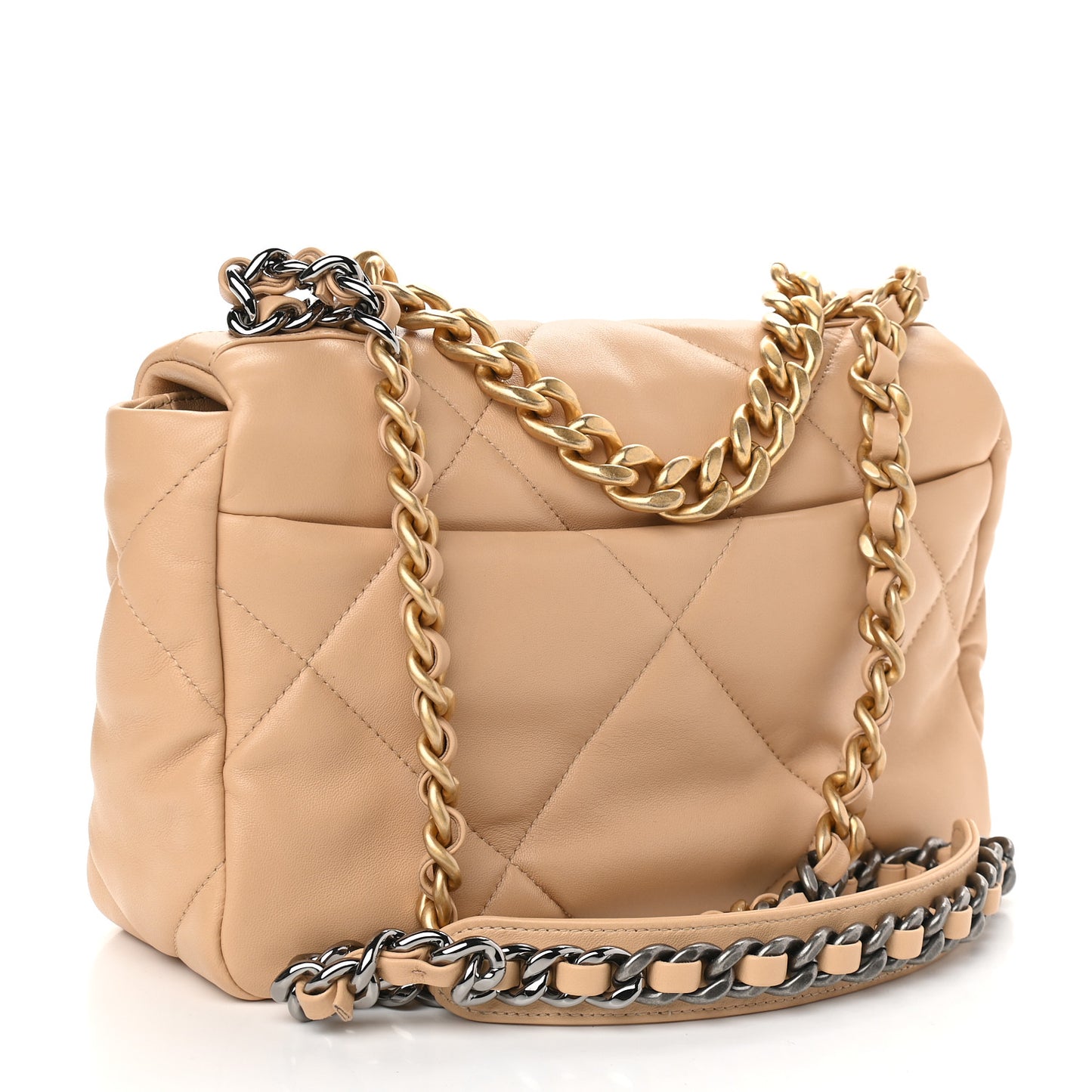 Lambskin Quilted Medium Chanel 19 Flap Beige